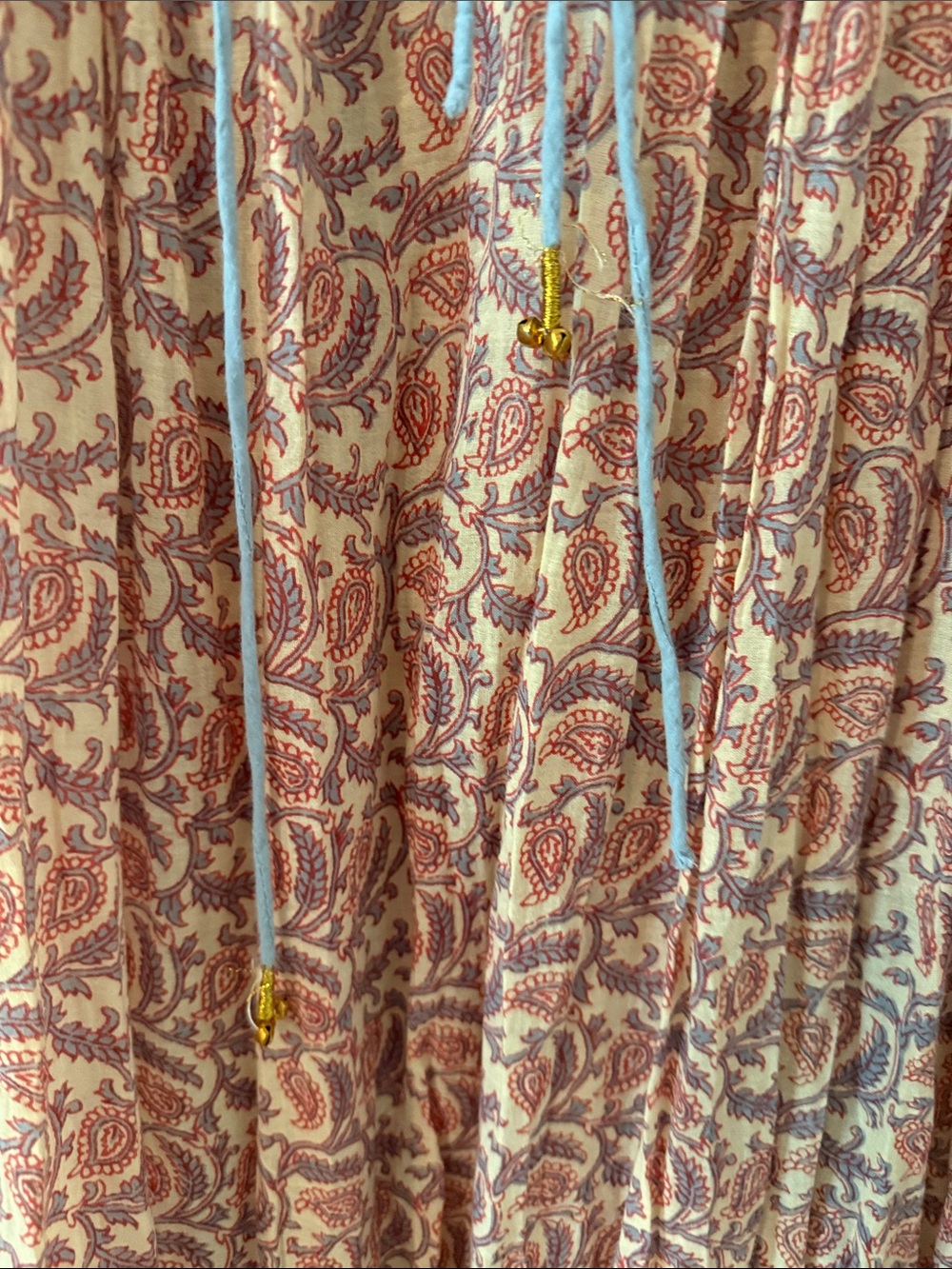 Daughters of India Bohemian Maxi Dress in Rust, Cream, and Dusty Blue - Picture 5 of 6